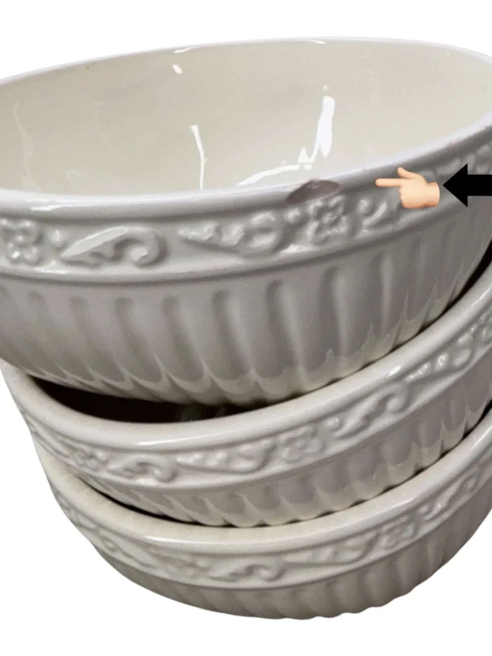 Mikasa White Glazed Ceramic Nesting Serving Bowls - Set of 3